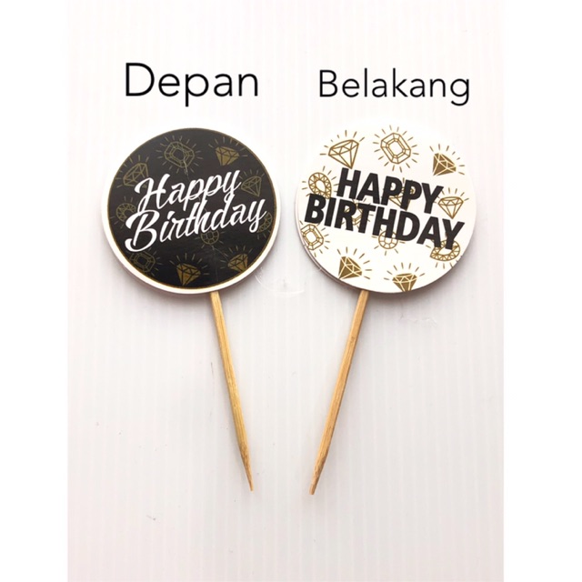 Cake Topper Per 10 pcs Kertas Happy Birthday/ Hiasan Kue Tart Kertas/ Hiasan Kue Ulang Tahun