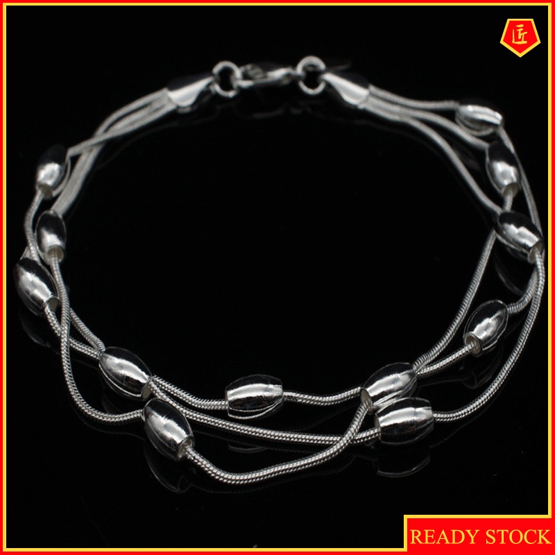 [Ready Stock]Fashion Silver Bead Three-Line Bracelet Cold Style Niche