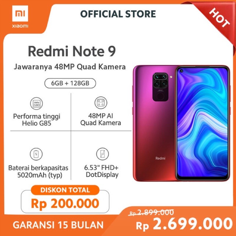 Xiaomi redmi note 9 (6Gb + 128Gb) | redmi note 9 | xiaomi redmi note 9 6 128 | redmi note 9 bekas