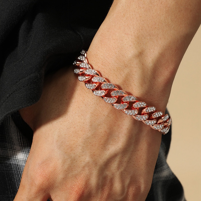 Gelang Tangan Rantai Gaya Hip Hop Aksen Batu AAA Untuk Perhiasan Pria