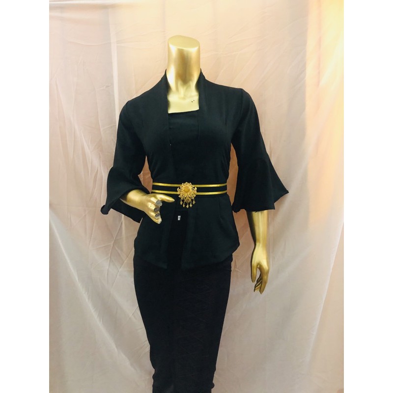 KEBAYA TEROMPET MOSCREFT POLOS || KEBAYA BALI || ATASAN WANITA-Hitam