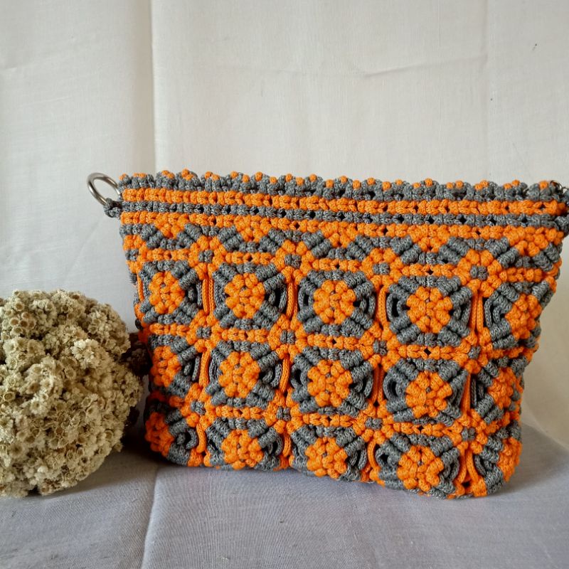 Tas Tali Kur Motif Bunga Dalam Kotak