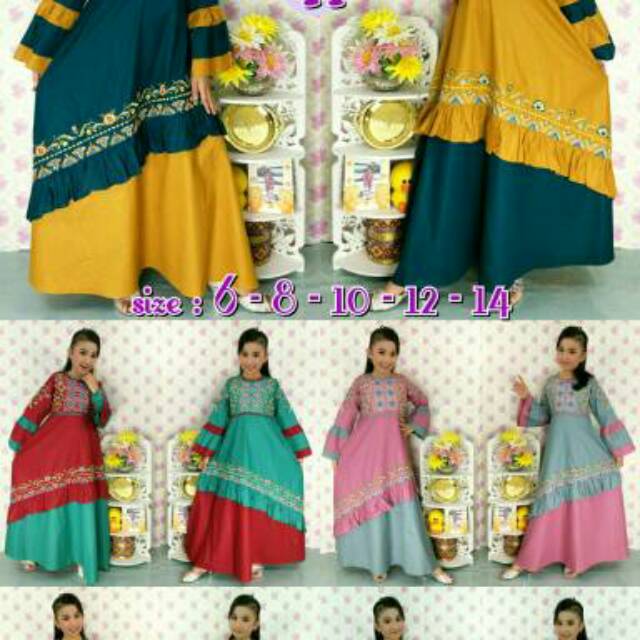 dress kids by Fadya, bahan katun, size 6 8 10 12 14