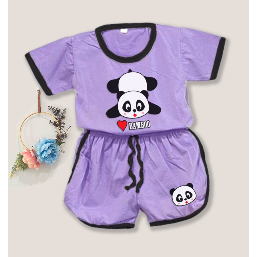 RILLO - Setelan baju playful colour anak karakter panda / setelan anak unisex