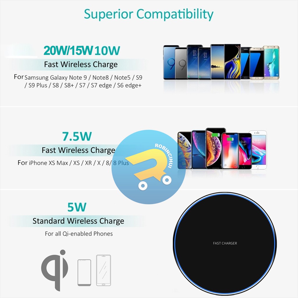 Wireless charging 10W Universal / wireless charger 10W Fast Charging Led Ring indikator  Qc 3.0