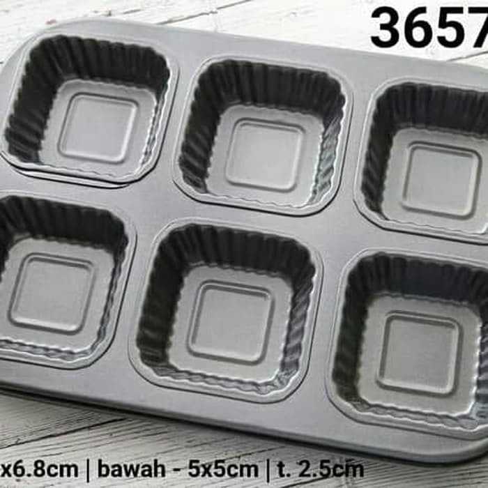 loyang teflon 6 lubang kotak untuk muffin cupcake persegi