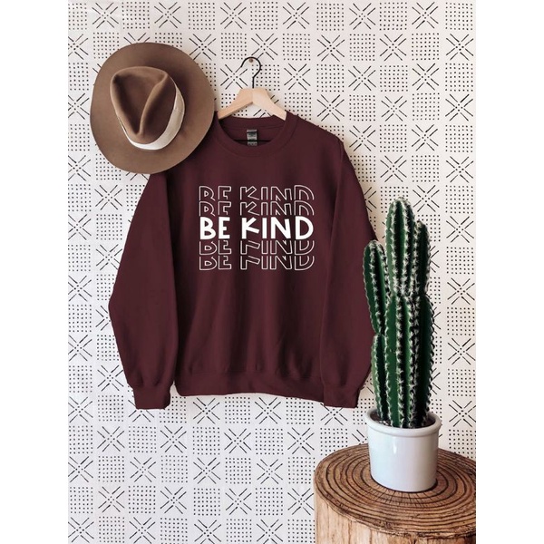 Sweater BE KIND size S - XXXXXL(6XL) BIGSIZE Jumbo Sweatshirts Oversize Jaket Crewneck Loose Long Sleeve Street Style pria wanita 6XL 5XL 4XL 3XL 2XL XL L M S