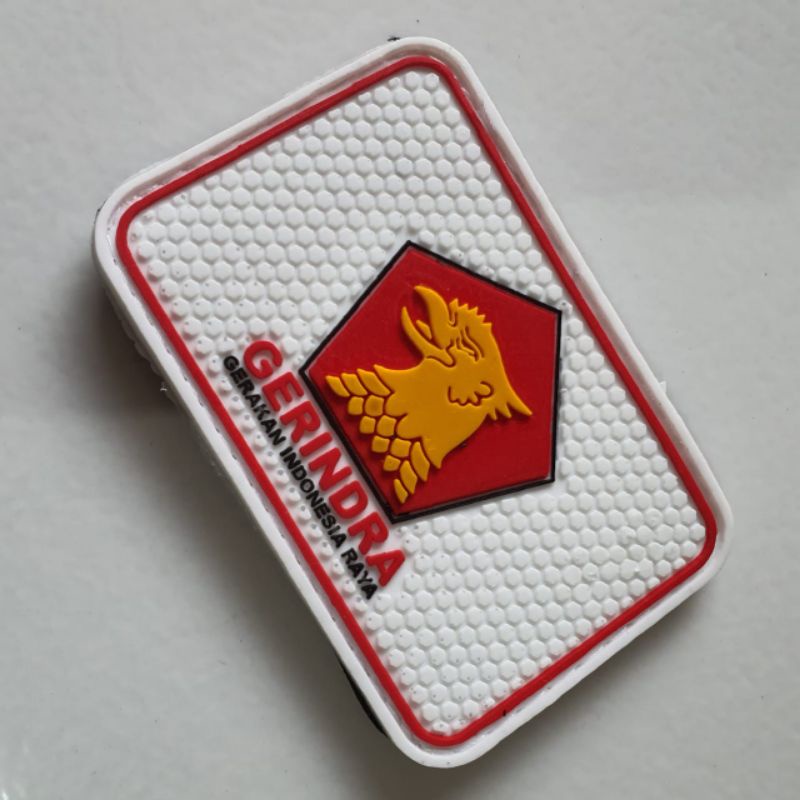 PATCH RUBBER LOGO PARTAI GERINDRA/RUBBER PATCH GERINDRA/TEMPELAN EMBLEM KARET VELCRO