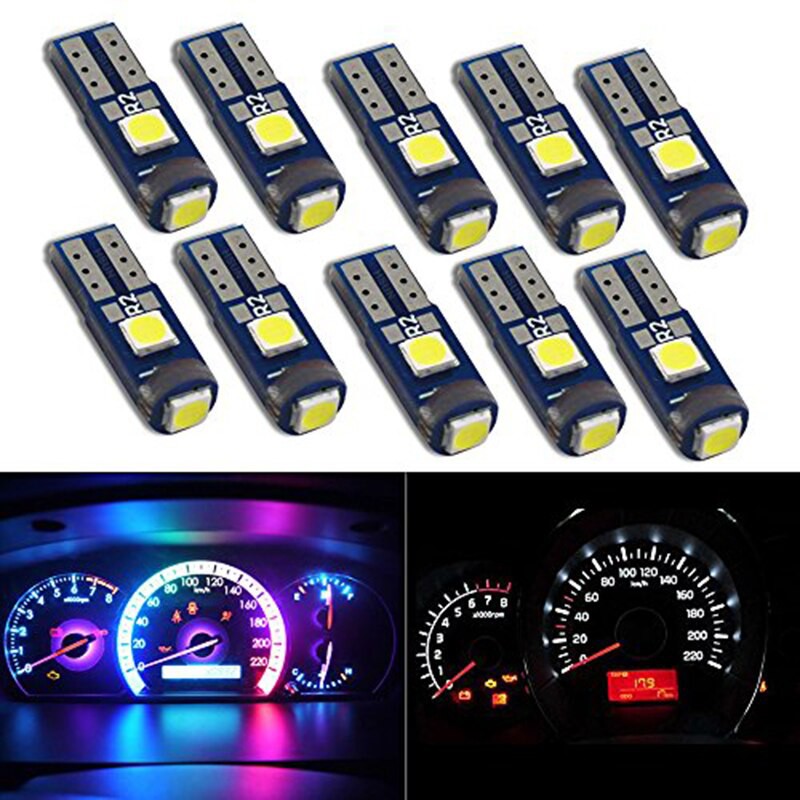 1Pcs T5 W1.2W 3SMD 3030 LED Lampu Interior Mobil Auto Side Light T5 LED Dashboard Gauge Instrumen Lampu Bohlam dashboard mobil lampu lampu