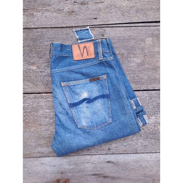 nudie jeans selvedge selvage size fit 34 second preloved
