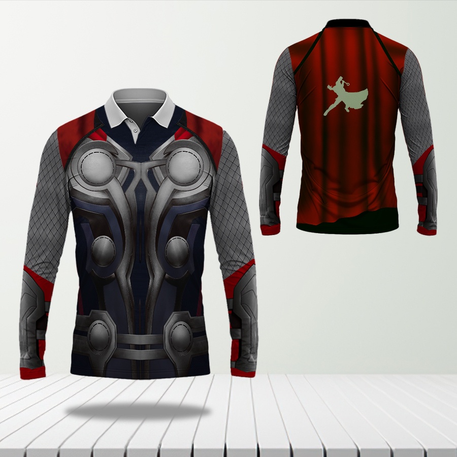 Tinishop - Kaos Printing Costum Thor Kerah Polo | Kaos Polo Pria Costum Thor Lengan Panjang