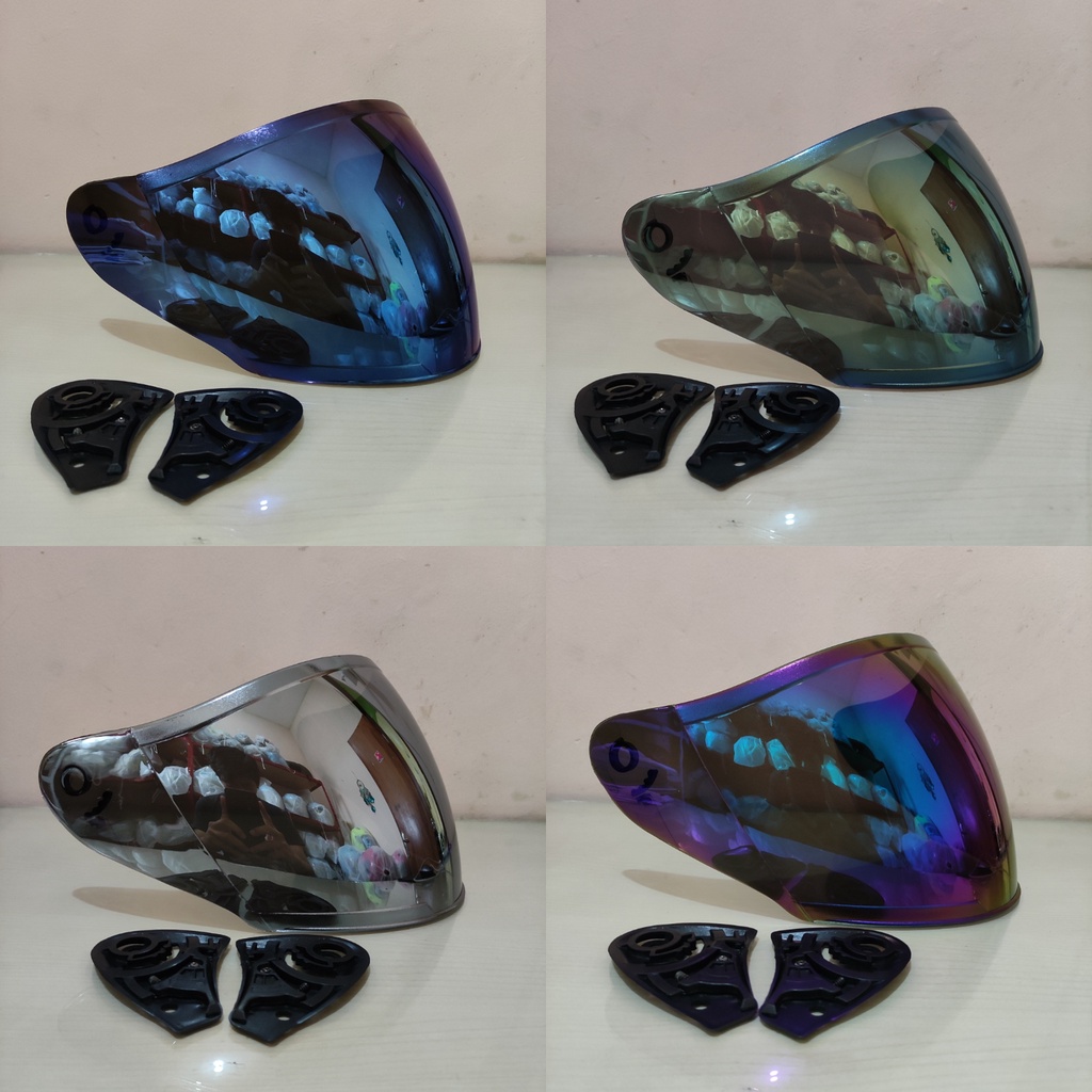 kaca helm centro ink kyt dj maru gix silver pelangi rainbow bening hitam