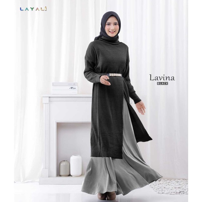 Lavina Rajut Turtleneck - Black Murah