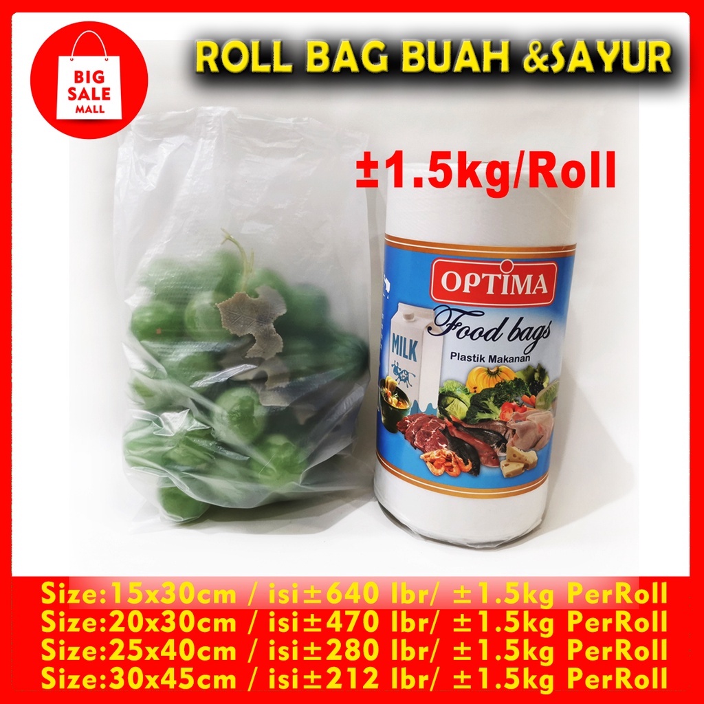 Roll bag Food/Plastik Buah Sayur/fotocopy/Multifungsi Food grade plastik roll