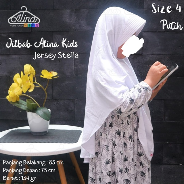 Jilbab Anak Sd Polos - Kerudung Bergo - Jilbab Jersey Size 4 Usia 5 Sampai 7 Tahun - Jilbab Alina