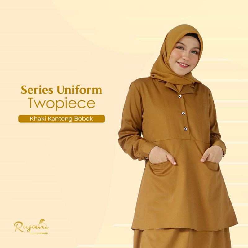 RIYANI GAMIS BAJU SERAGAM KHAKI KAKI WASKAT PEMDA KANTOR KERJA DINAS MARYLAND KANTONG BOBOK
