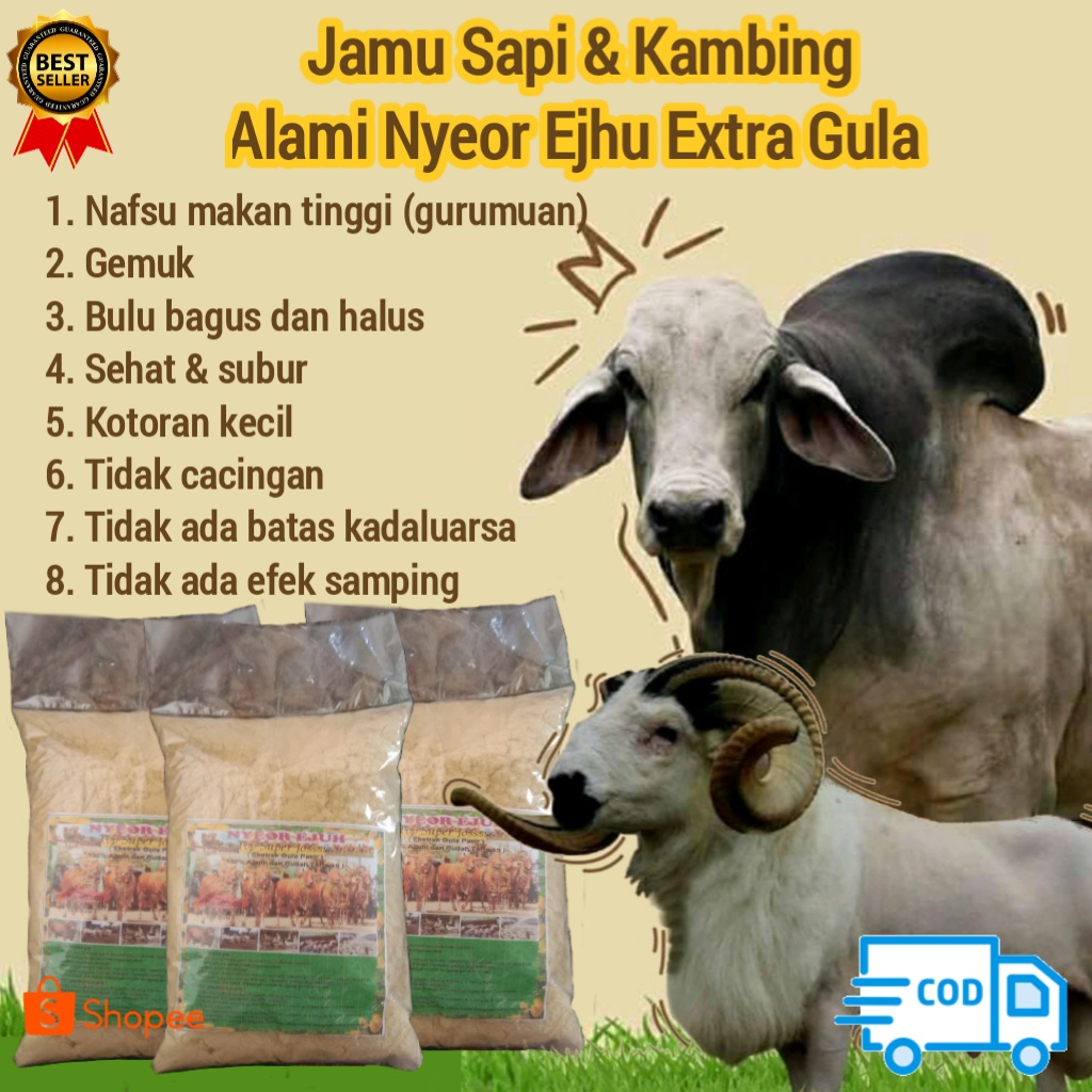 

JAMU NYEOR EJUH EXTRA GULA 100% ORIGINAL/JAMU SAPI & KAMBING/AGEN RIAU (isi 6 Bungkus 3 kg)