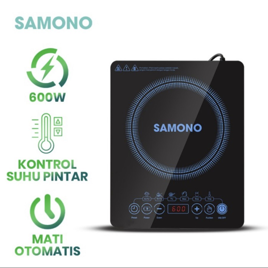 Kompor Listrik Induksi Samono 600W Biru Murah Touch Screen WS-02