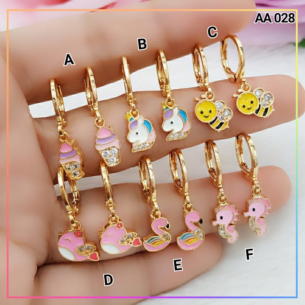 anting xuping anting anak karakter lucu angsa pink AA 028 perhiasan baby lapis emas gold