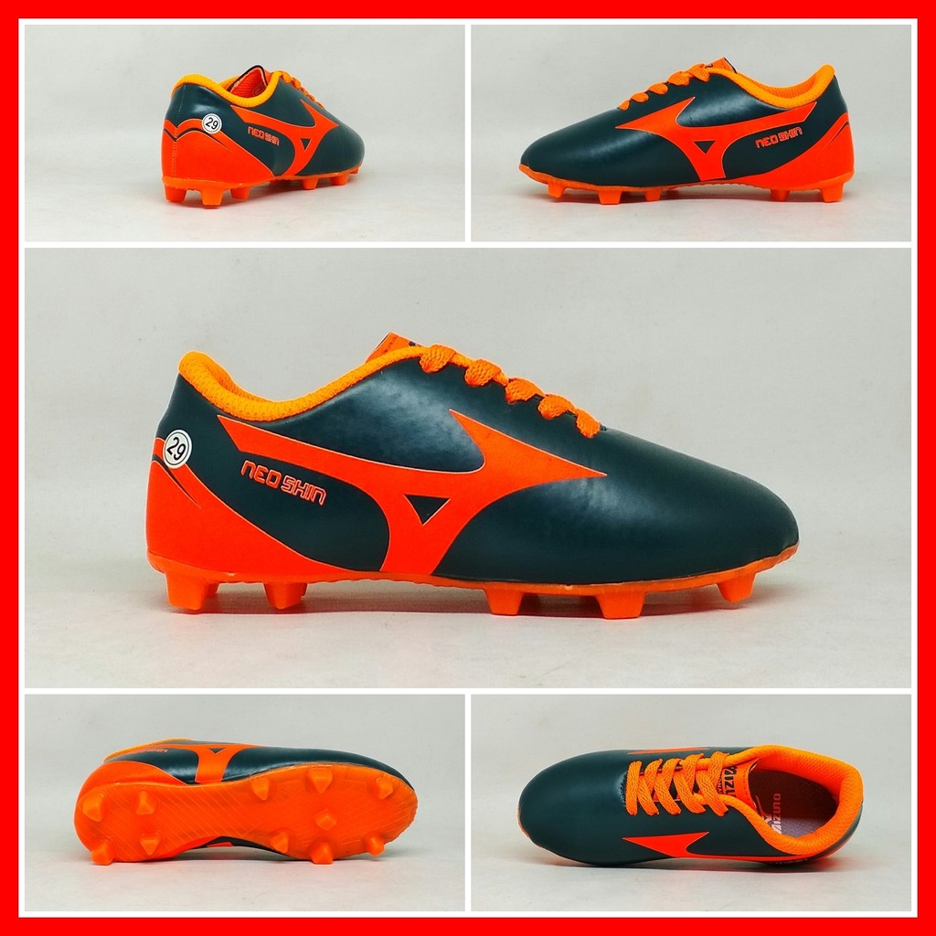 Sepatu Sepak Bola Anak Mizuno Neo Shin Hitam Orange Baby