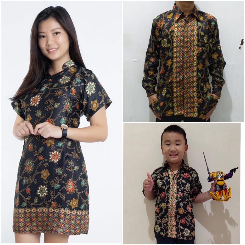 SB Collection Couple Family Midi Dress Dyna Cheongsham Dan Kemeja Ayah Anak Batik Pria