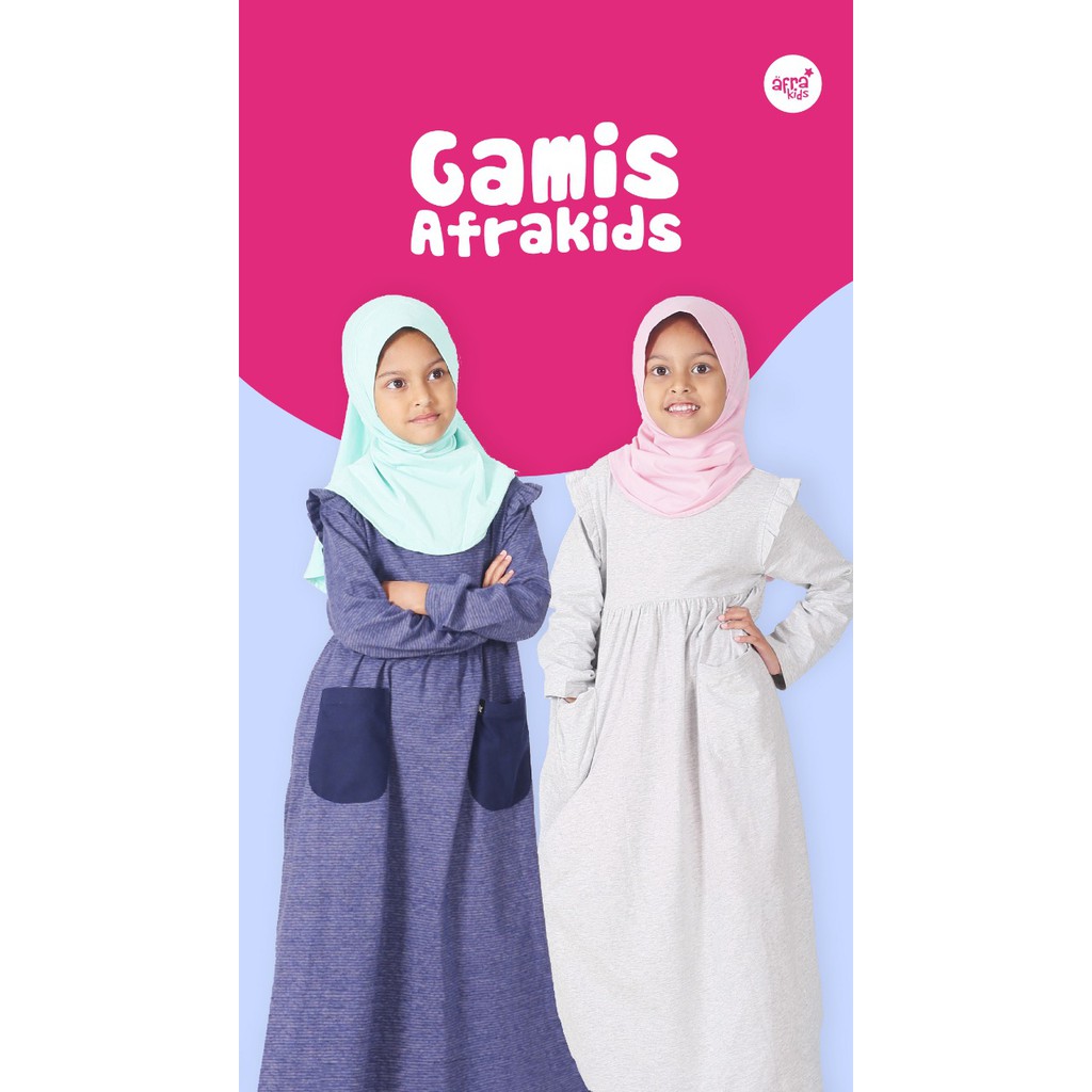 Gamis Anak Muslim AFRAKIDS GA001 ( Abu Misty) Bahan Adem, Cocok Untuk Anak