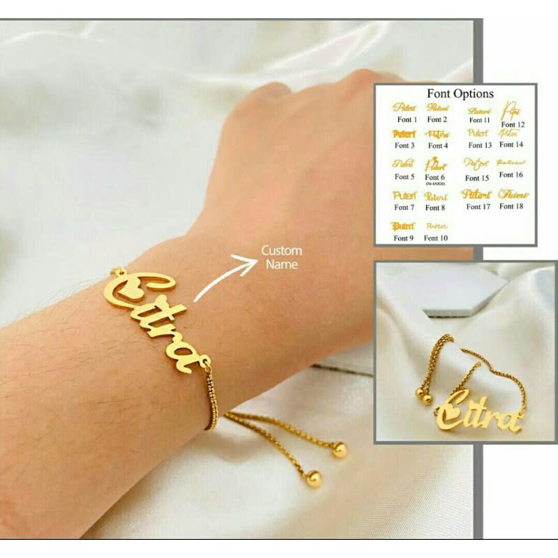 Gelang nama / gelang serut / titanium / xuping / italy / gelang rantai
