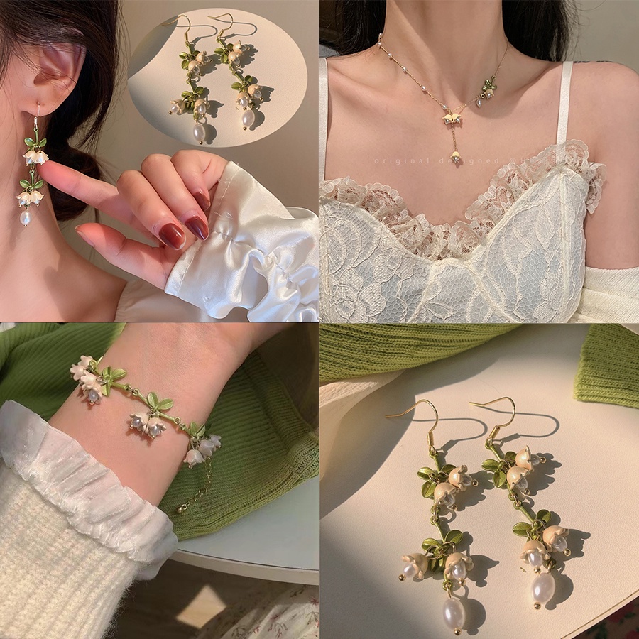 Anting Kait Gantung Desain Bunga Hias Mutiara Gaya Simple Untuk Wanita
