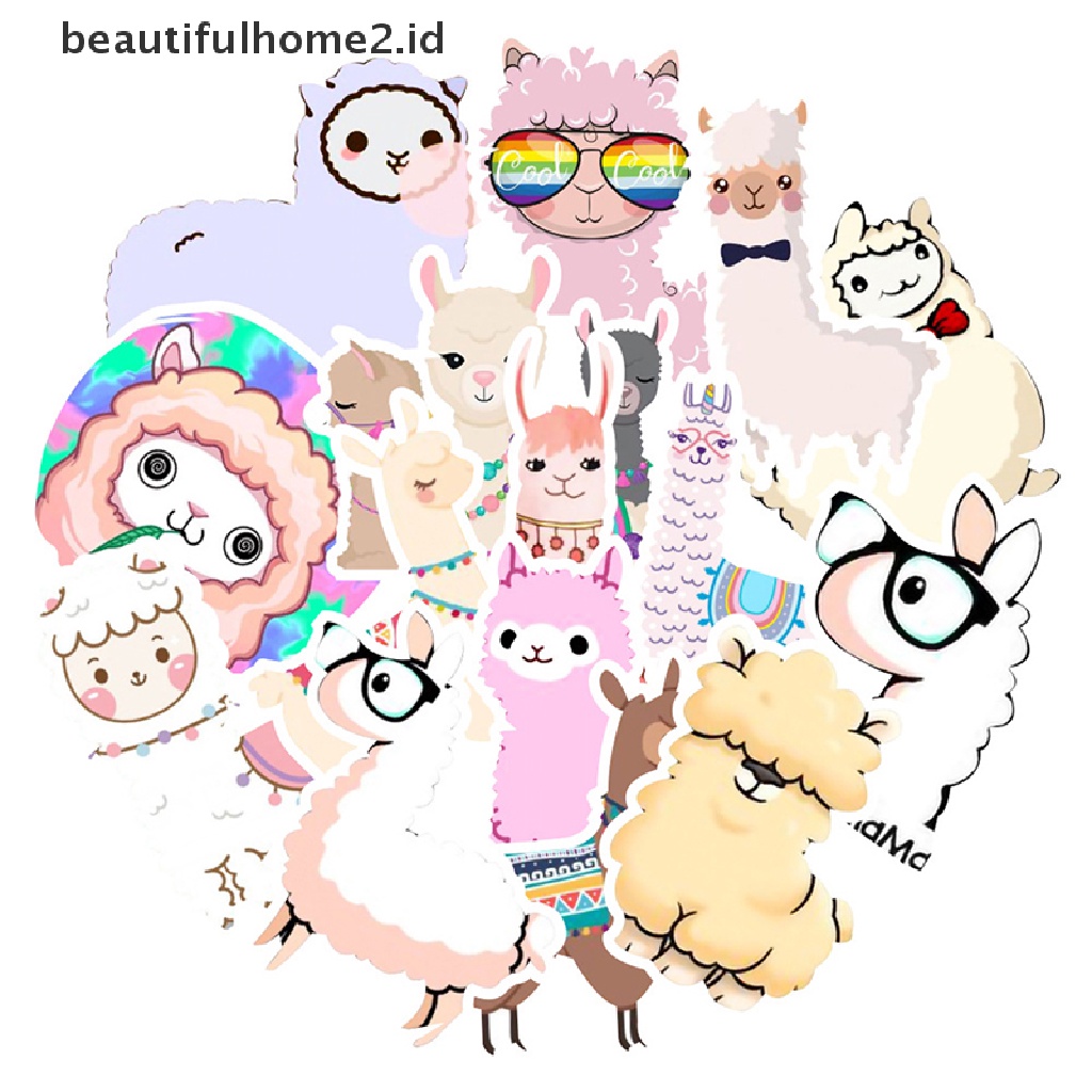 [beautifulhome2.id] 50PCS Llama Alpaca Sticker Animal Stickers Laptop Luggage Skateboard Stickers ID