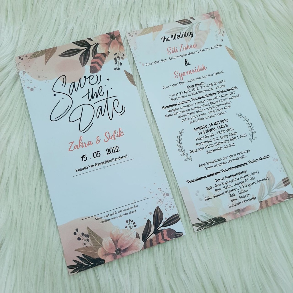 

Undangan Kabinet MP Selembar Bolak Balik (Sudah Termasuk Cetak, Plastik Opp & Stiker Label Nama)