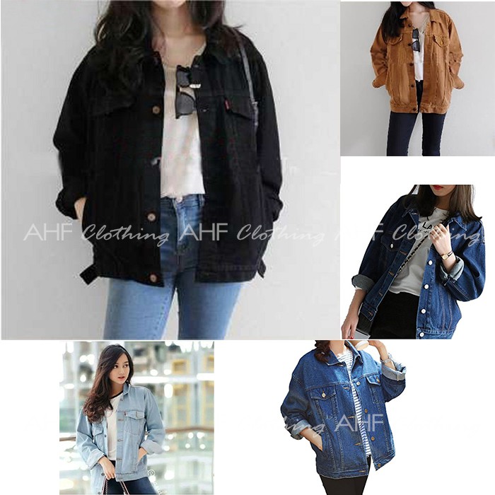 Jaket Jeans Denim Oversize Wanita/Cewek Murah Berkualitas Promo - BioBlitz/BioWash/BiruDongker/Hitam