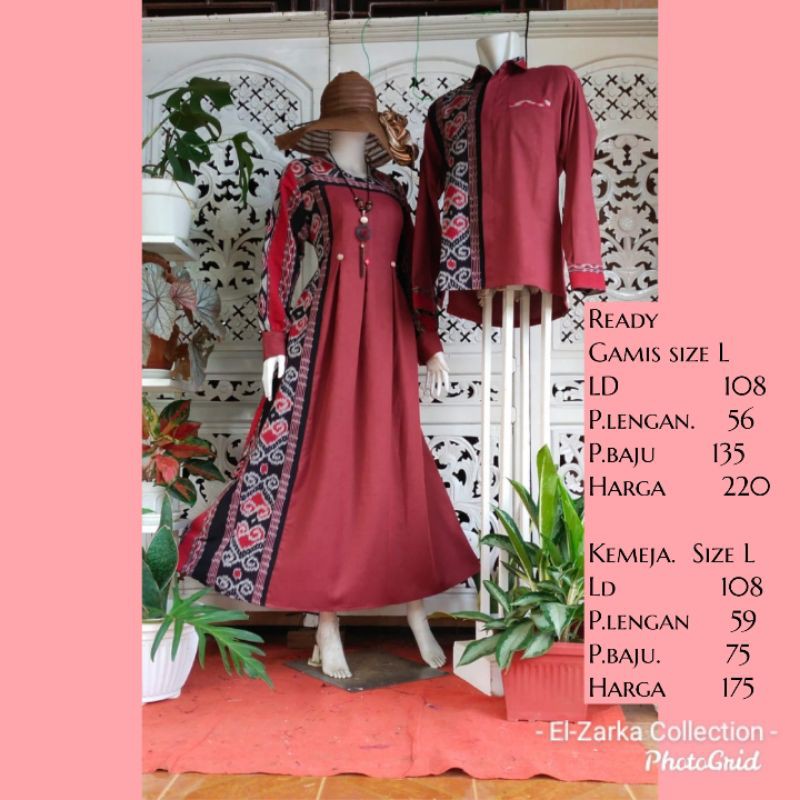 Set Coupel baju tenun mix katun madina - gamis katun madina mix tenun - kemeja katun madina