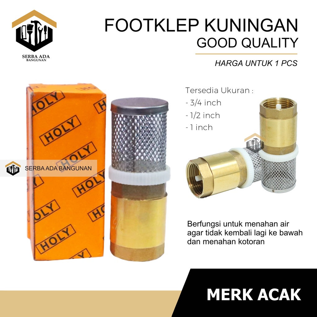 FOOTKLEP KUNINGAN 1 1/2 3/4 INCH FOOT KLEP / SARINGAN PENAHAN AIR TIDAK TURUN POMPA SUMUR LEDENG TUSEN