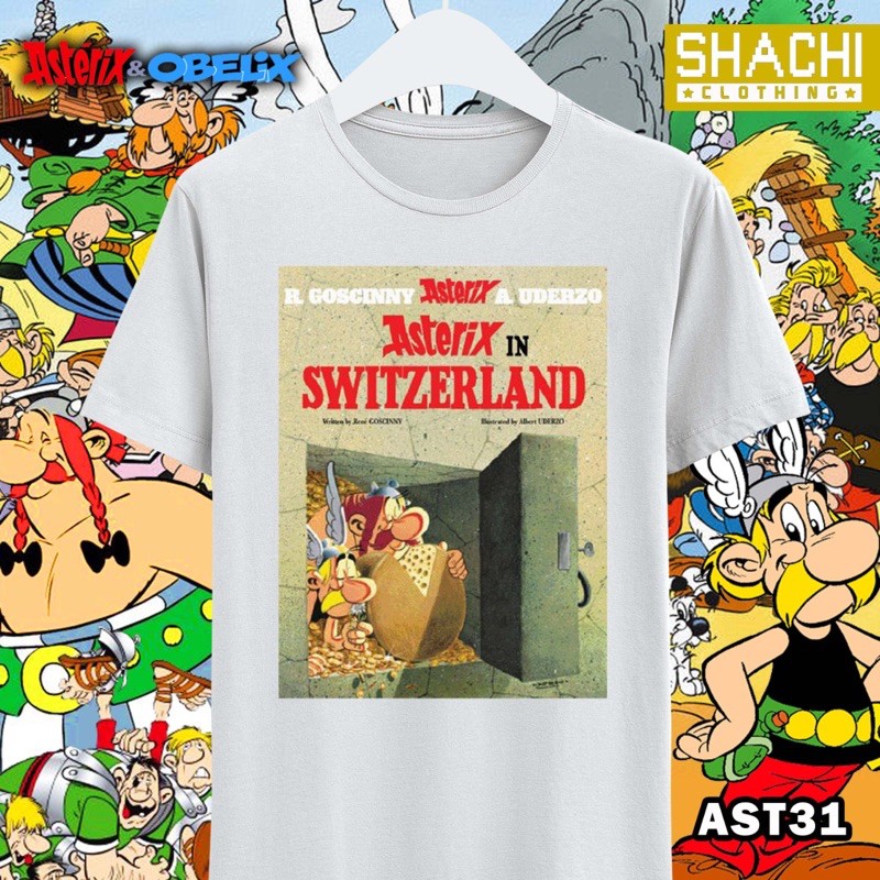T Shirt Kaos Komik Jadul ASTERIX in Switzerland -Premium White NSA