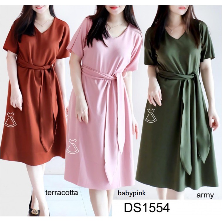 DS1554 - DRESS BASIC SCUBA DRESS POLOS WANITA CASUAL MODERN MURAH