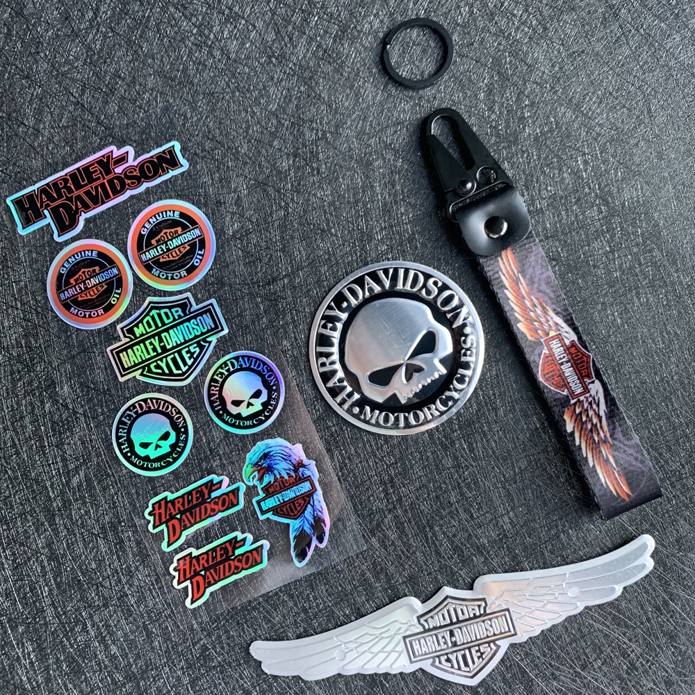 Set Stiker Emblem LOGO Harley Davidson 3D Bahan Aluminum Untuk Motor Dyna Street Bob Rider XL 883