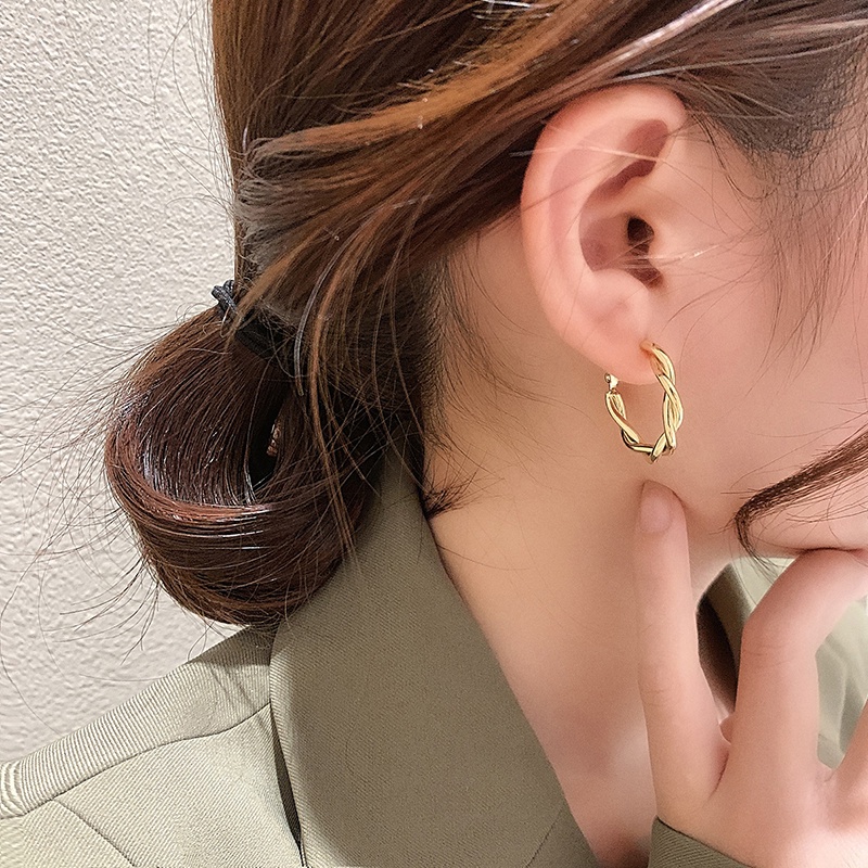 Anting Hoop Model Twisted Gaya Harajuku Korea