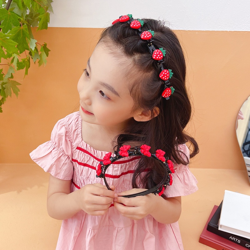 Roselife Daisy Rainbow Flower Strawberry Hair Braiding Clip Loop Headband for Kids Children Hair Styling Tools