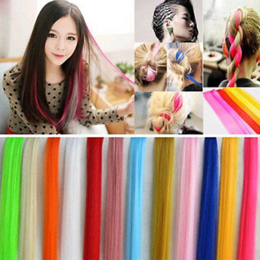 rambut sambung warna - colour clip 1 set isi 4pcs