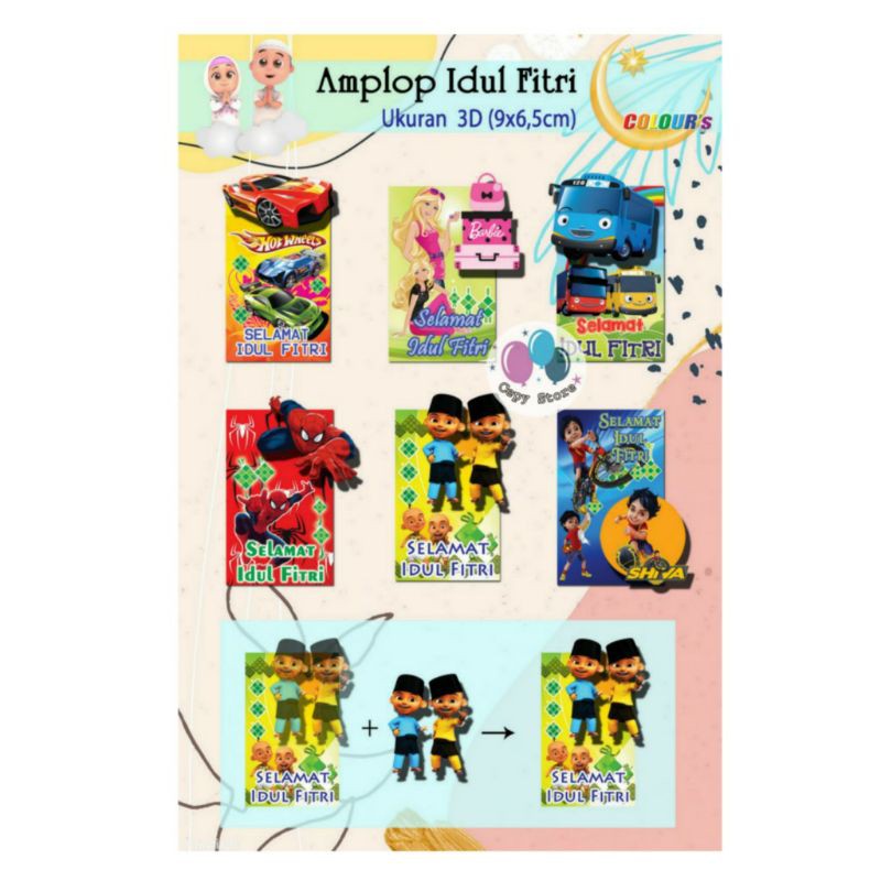 

Amplop Lebaran Idul Fitri / Angpao Idul Fitri / Amplop Karakter 3D