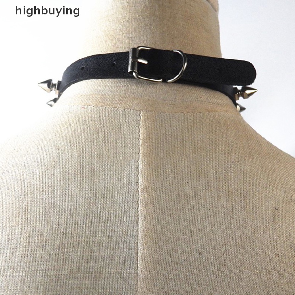Hbid Kalung Choker Bahan Kulit Aksen Rivet Liontin Bintang Gaya Gothic Punk Sexy Untuk Wanita