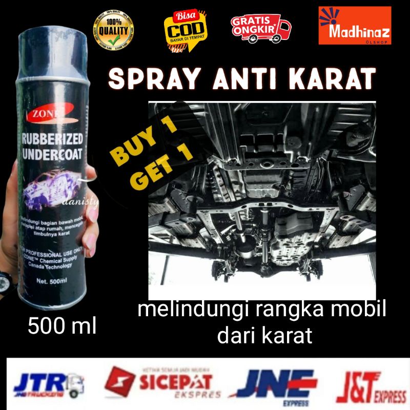 Zone undercoat Anti karat 2 kaleng /pelapis anti karat kolong mobil/pelapis rangka mobil motor