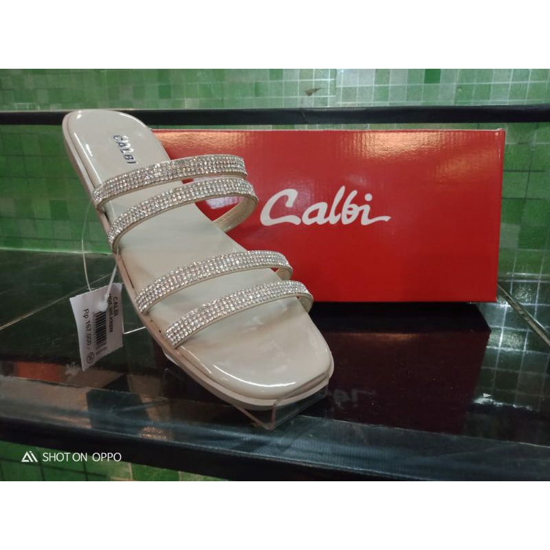 Calbi Sandal slip on wanita / sandal teplek cantik permata original calbi hqx-305 ukuran 36-40