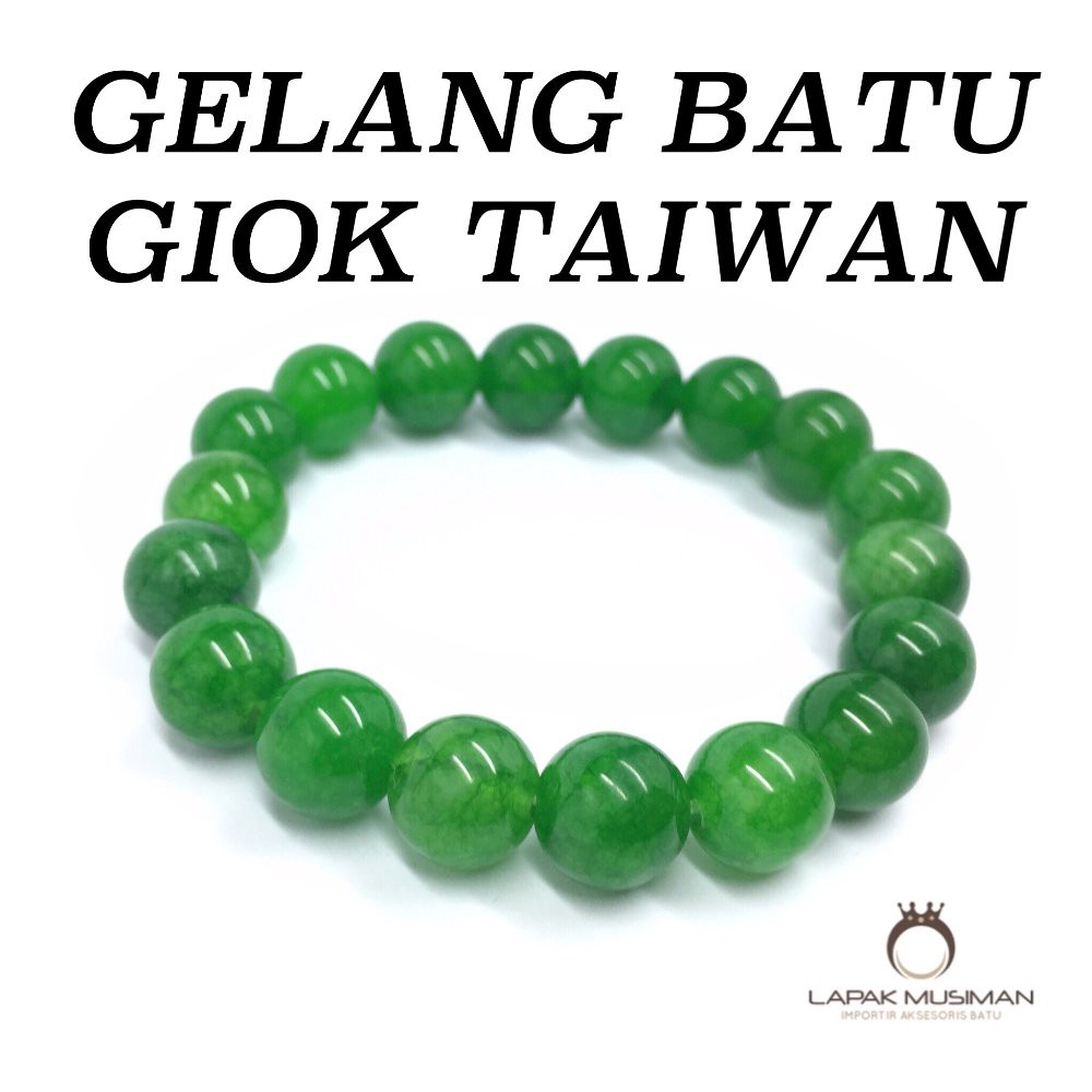 [Bayar di Tempat] GELANG BATU GIOK HIJAU TAIWAN ASLI NATURAL