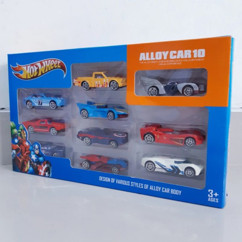 Diecast Hotwheels Avengers Isi 10 Pcs Alloy - Set Miniatur Mobil Mobilan Metal