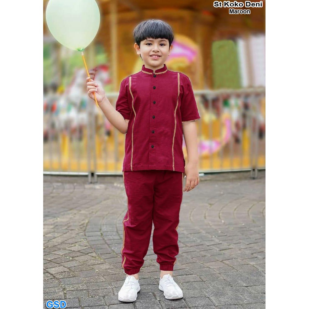 Set Koko Deni/Pakaian Muslim Anak Modern/ Baju Ngaji Anak Murah/Baju Muslim Anak 4-6 Tahun
