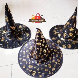 TOPI HALLOWEEN TENGKORAK TOPI PENYIHIR MURAH KOSTUM PESTA HANTU GROSIR AKSESORIES KOSTUM  SERAM