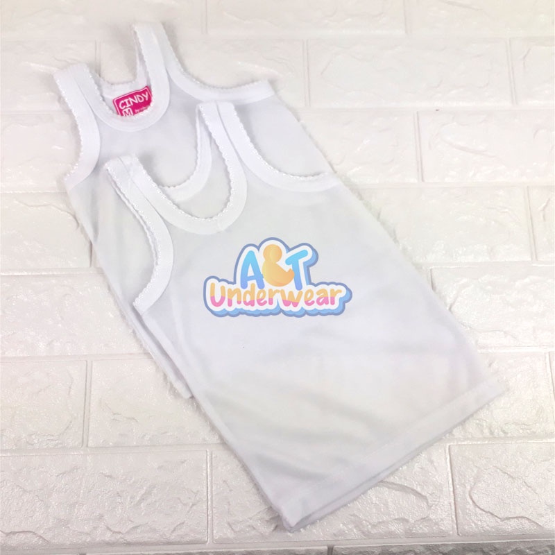 AT001-(6pcs) Kaos singlet anak putih polos