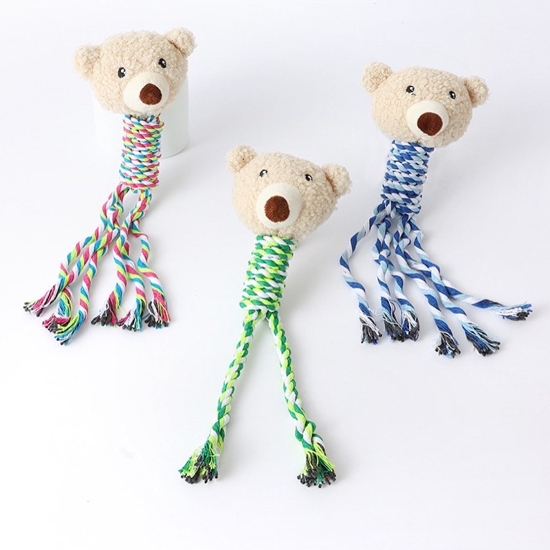 TEDDY BEAR Squeaky Toy with Chewing Rope