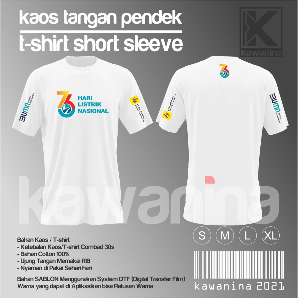 Kaos PLN lengan pendek / Hari listrik nasional / PLN